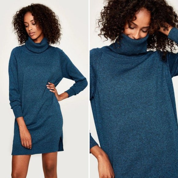 Lole Dresses & Skirts - Lole Bianca Sweater Dress Turtleneck Knit Blue M